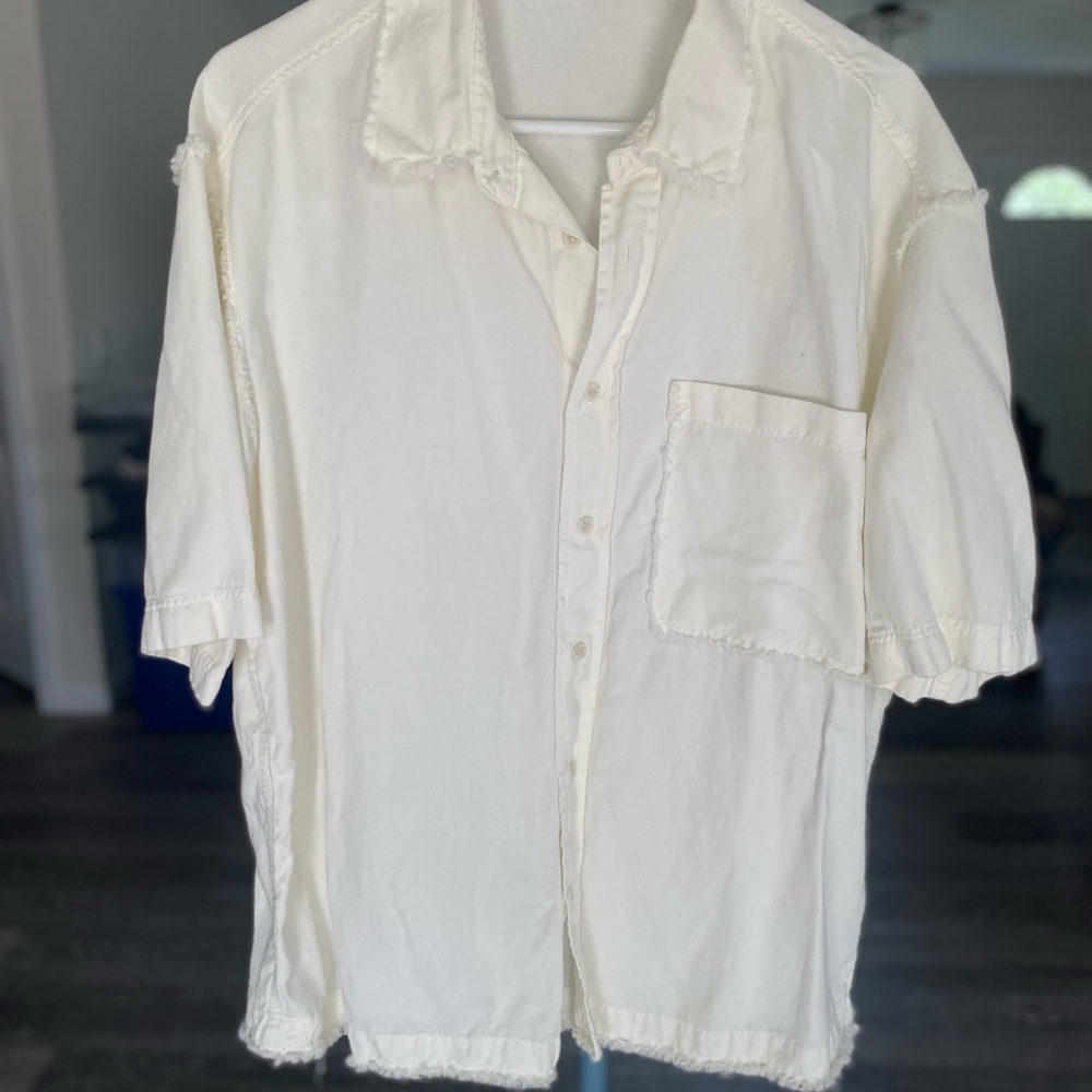 Men's Cream Fringed Casual Shirt